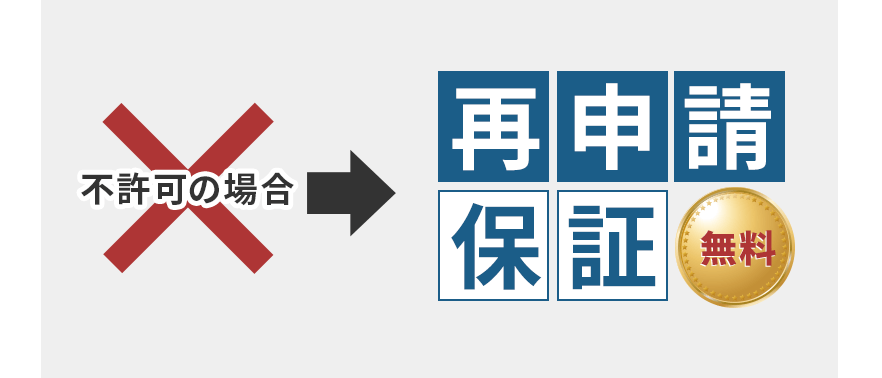 不許可の場合→再申請保証(無料)