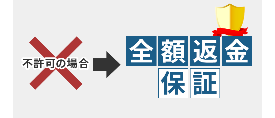 不許可の場合→全額返金保証
