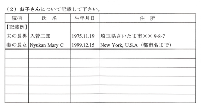 質問書-11-子どもの名前、生年月日、住所